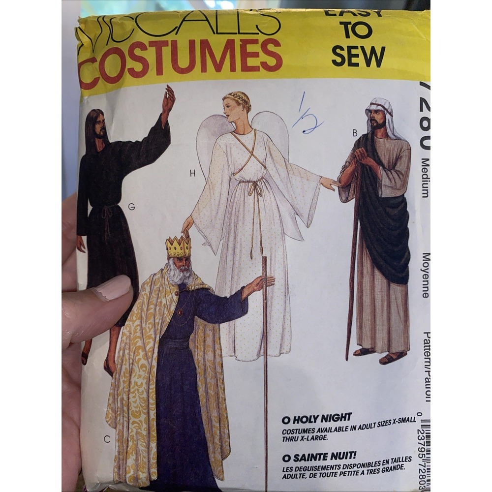 McCall's 7280 Nativity Costume Sewing Pattern Mary Joseph Angel King Size M CUT